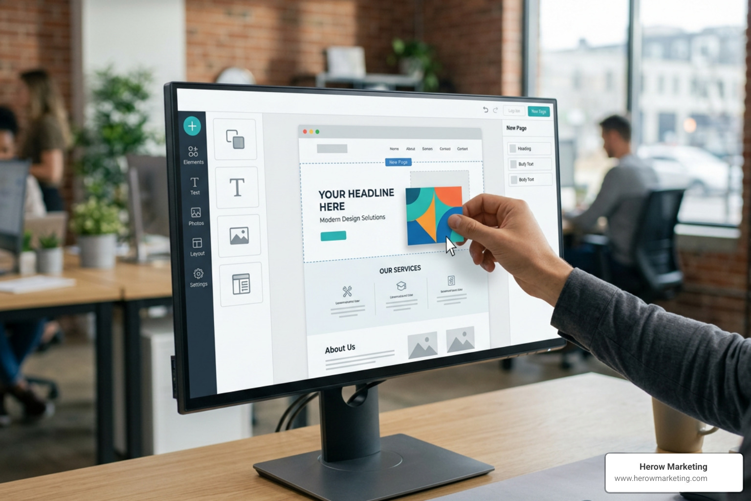 Drag-and-drop interface elements in Canva website builder